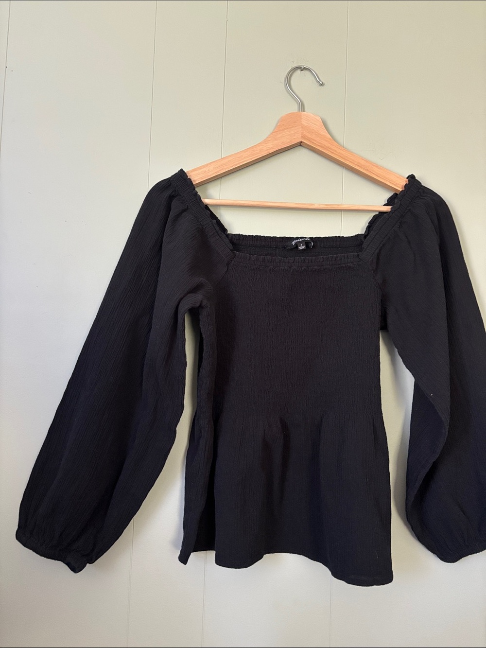 Madewell Black Smocked Top